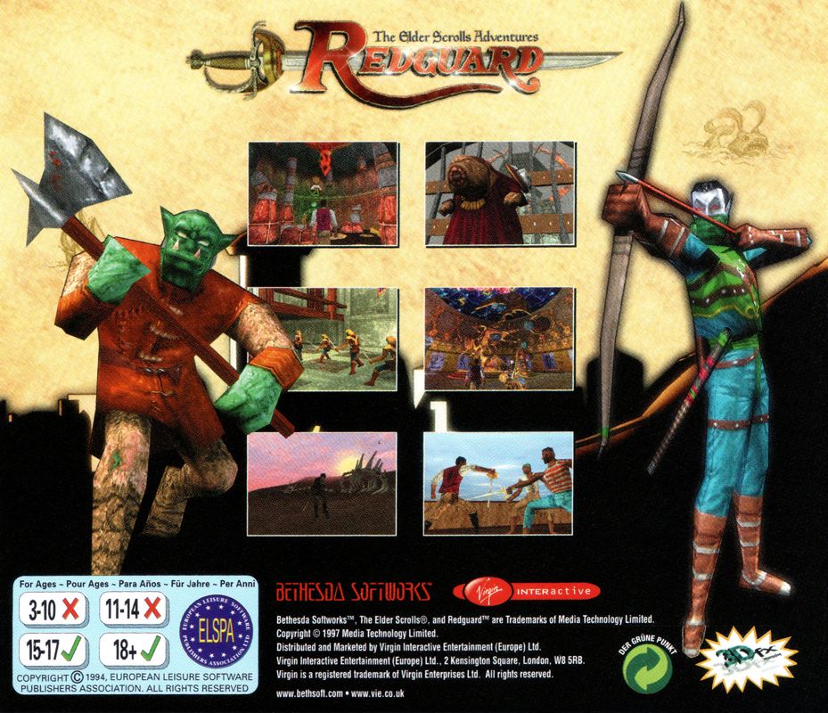 Other for The Elder Scrolls Adventures: Redguard (Windows): Jewel Case - Back