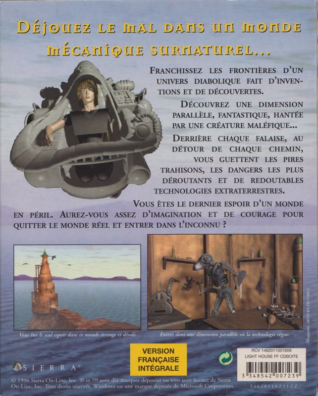 Back Cover for Lighthouse: The Dark Being (DOS and Windows and Windows 3.x) (Full French release (game and manual))