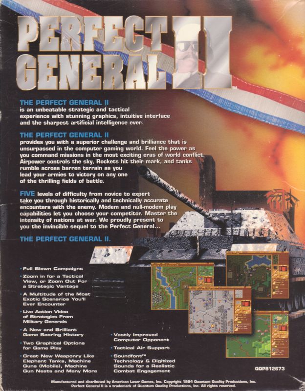 Back Cover for Perfect General II (DOS) (Alternate package)