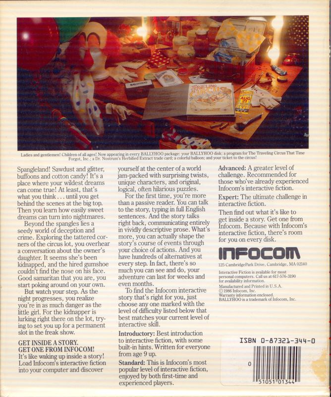Back Cover for Ballyhoo (Commodore 64)