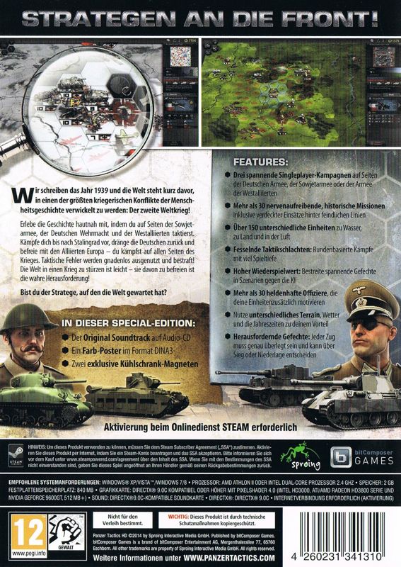Back Cover for Panzer Tactics HD (Special Edition) (Windows)