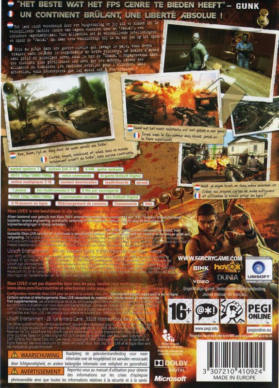 Back Cover for Far Cry 2 (Xbox 360)