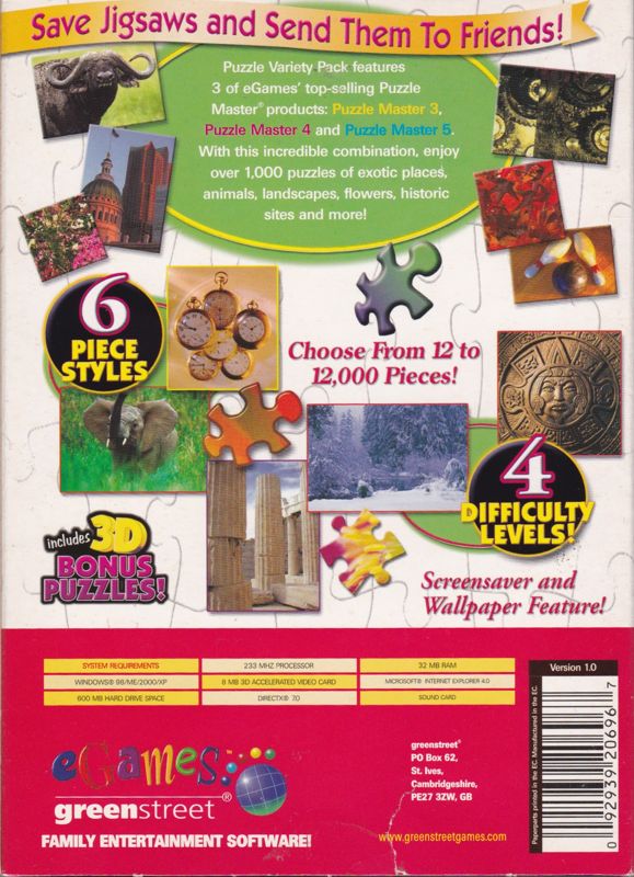 Back Cover for Puzzle Variety Pack (Windows)