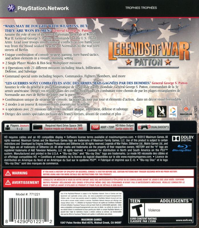  History: Legends of War Patton - Playstation 3