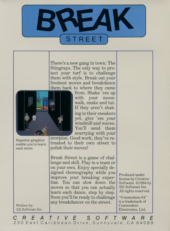 Back Cover for Break Street (Commodore 64)