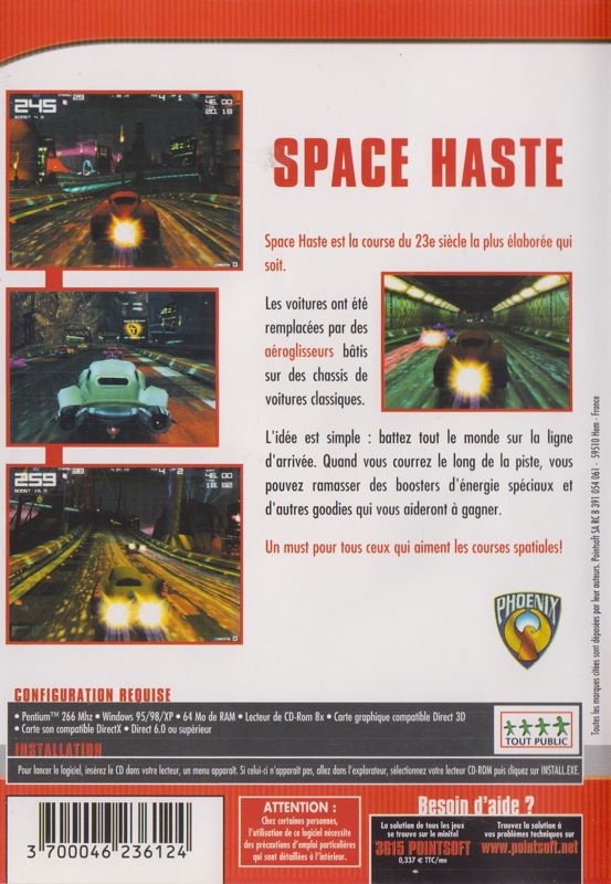 Back Cover for Space Haste 2001 (Windows) (Pointsoft release)