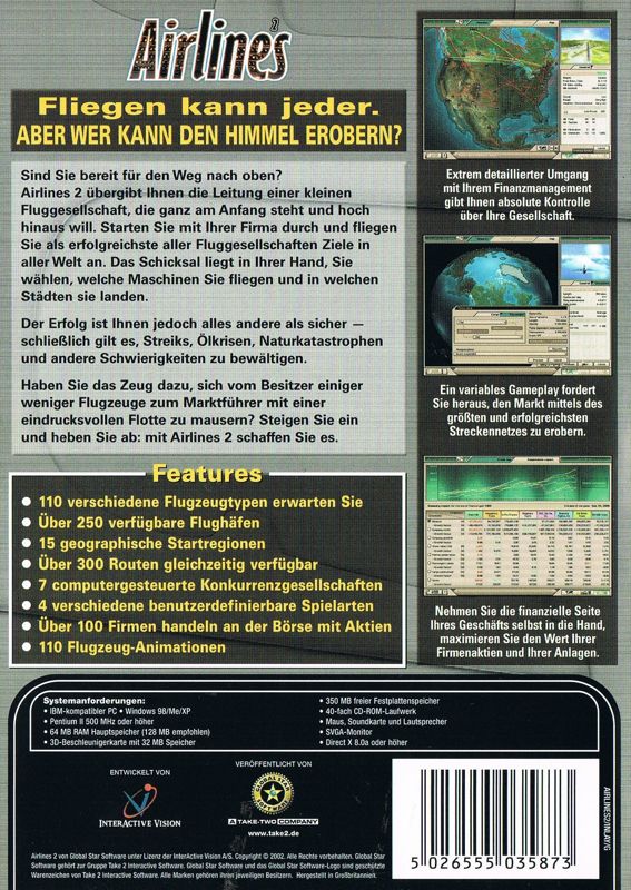Back Cover for Airlines 2 (Windows)