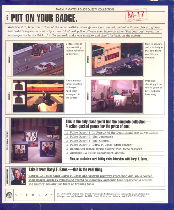 Back Cover for Daryl F. Gates' Police Quest Collection: The 4 Most Wanted (DOS and Windows 3.x)