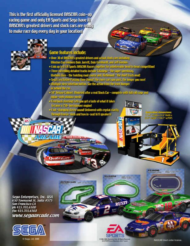 Back Cover for NASCAR Arcade (Arcade)