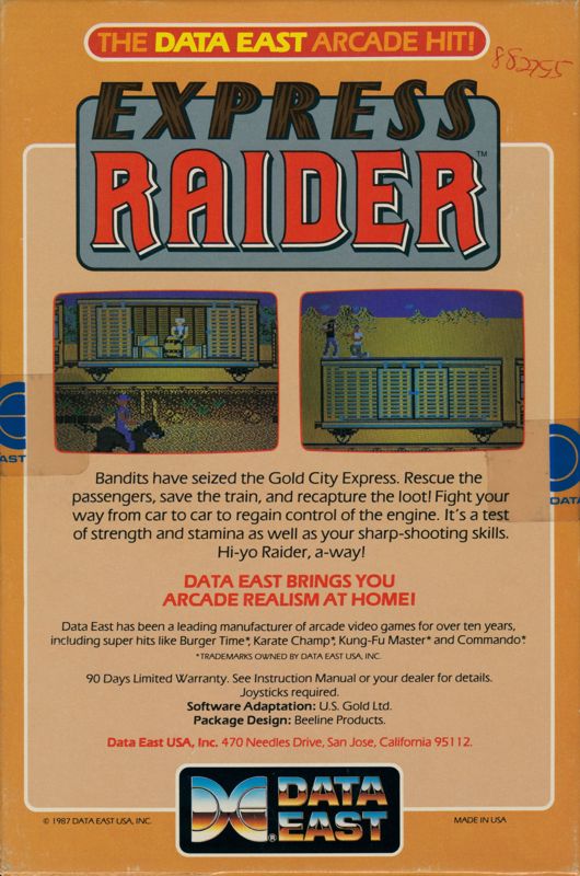 Back Cover for Express Raider (Commodore 64)
