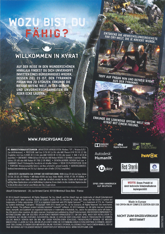 Other for Far Cry 4: Gold Edition (Windows): Keep Case - Back