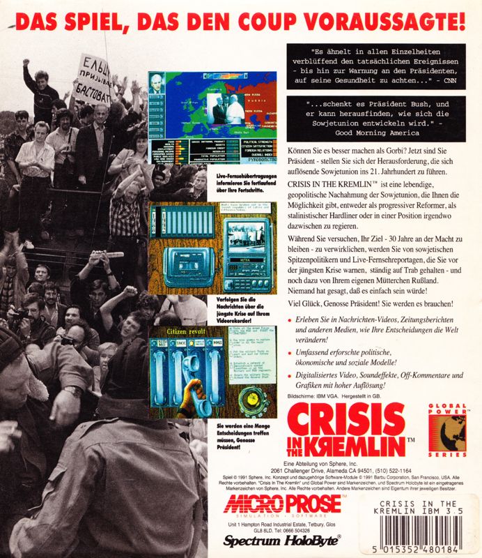 Back Cover for Crisis in the Kremlin (DOS)