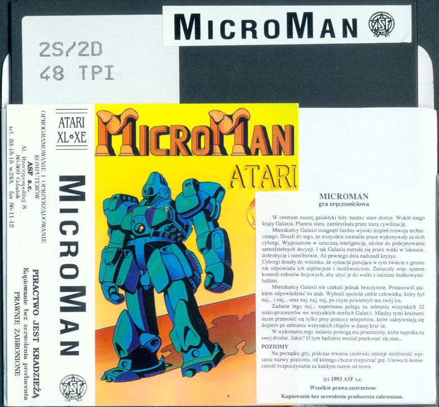 Media for MicroMan (Atari 8-bit) (5.25" disk release - alternate): Sleeve Front + Media