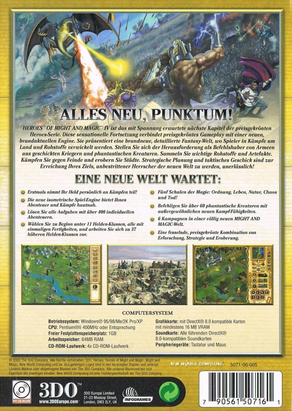 Back Cover for Heroes of Might and Magic IV (Windows)