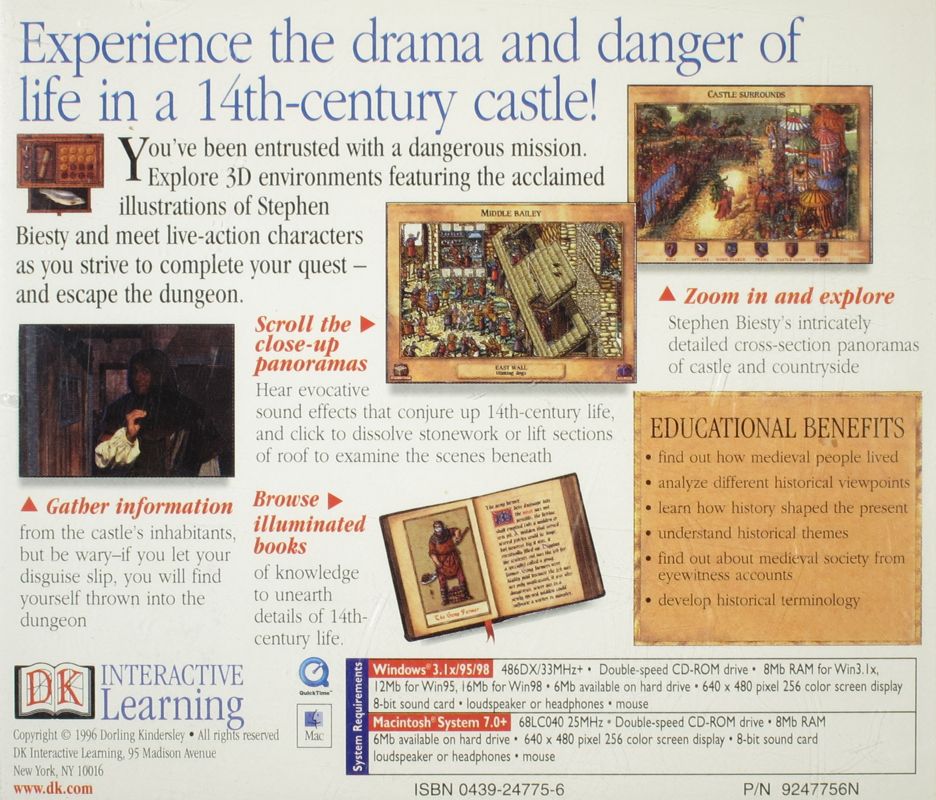 Back Cover for Castle Explorer (Macintosh and Windows and Windows 3.x) (Scholastic Club release)