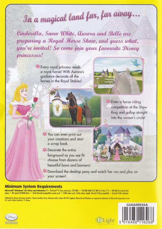 Back Cover for Disney Princess: Royal Horse Show (Windows)