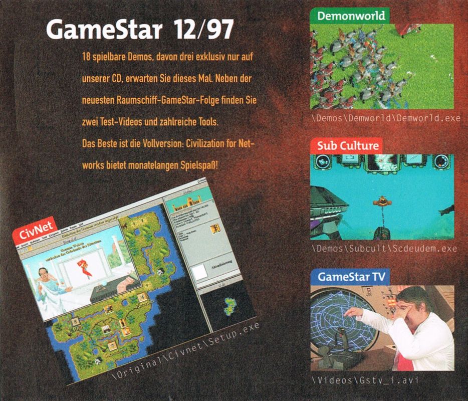 Back Cover for Sid Meier's CivNet (Windows 3.x) (GameStar 12/1997 Covermount)