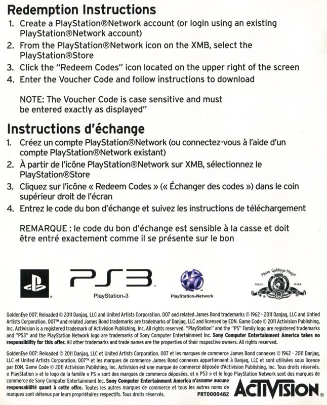 Other for GoldenEye 007: Reloaded (PlayStation 3): DLC Code - Back