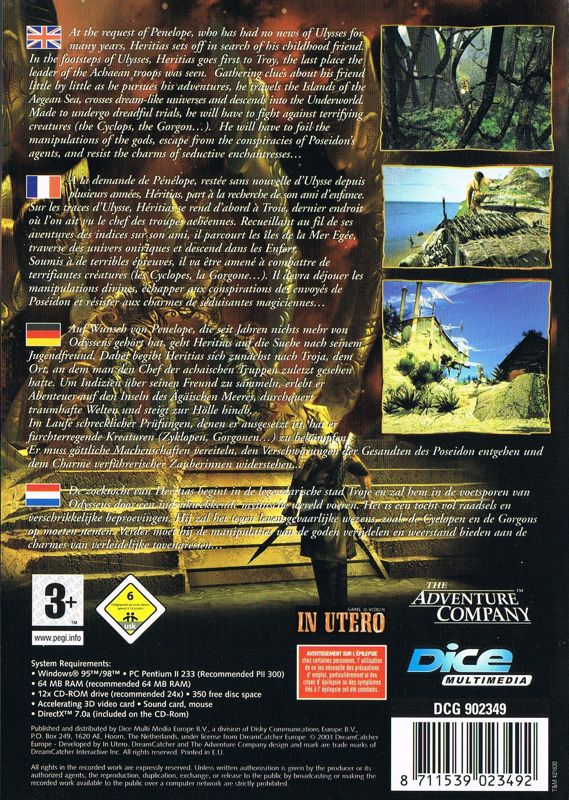 Back Cover for Odyssey: The Search for Ulysses (Windows) (Dice Multimedia budget release)