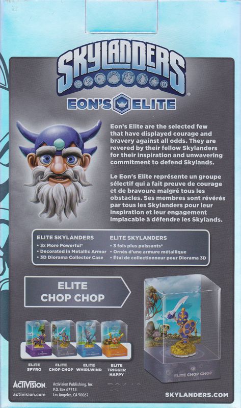 Back Cover for Skylanders: Eon's Elite - Elite Chop Chop (Android and Nintendo 3DS and PlayStation 3 and PlayStation 4 and Wii and Wii U and Xbox 360 and Xbox One and iPad)