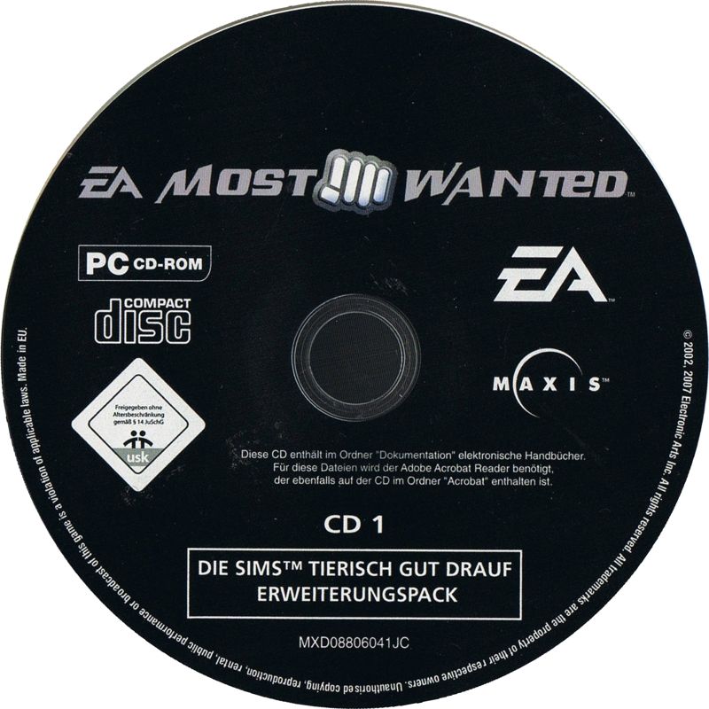 Media for The Sims: Unleashed (Windows) (EA Most Wanted release): Disc 1