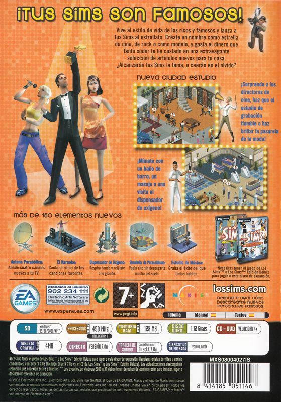 Back Cover for The Sims: Superstar (Windows)