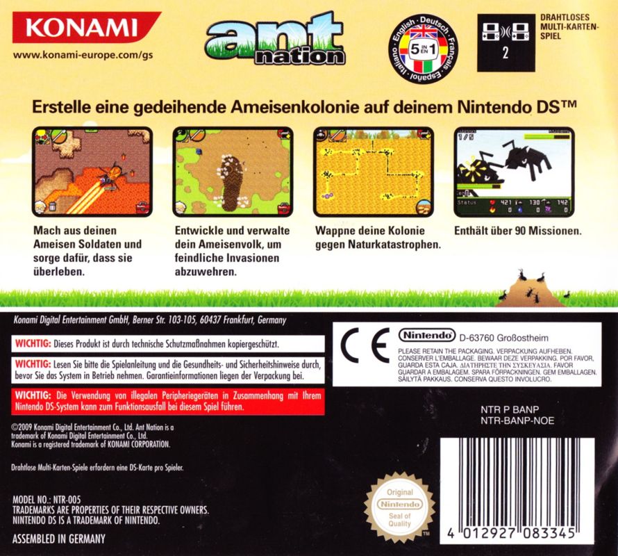 Back Cover for Ant Nation (Nintendo DS)