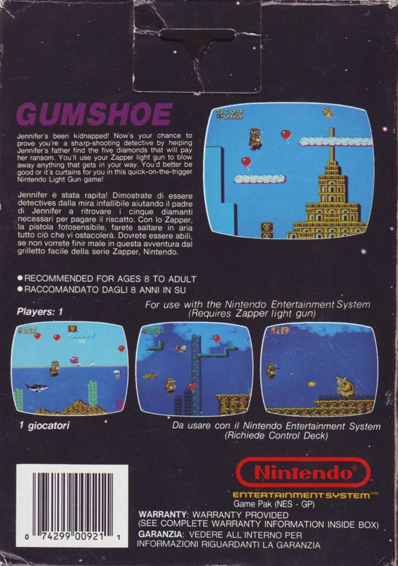 Back Cover for Gumshoe (NES)