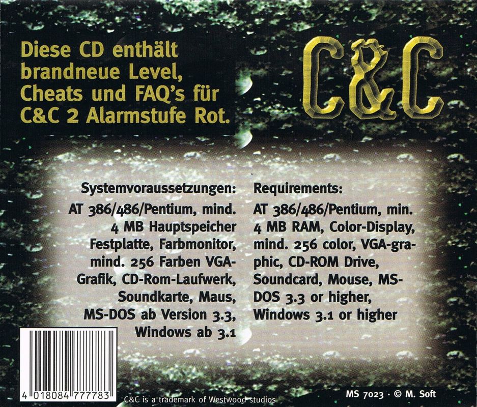 Back Cover for C&C 2: Alarmstufe Rot - Level-CD (DOS and Windows 3.x)