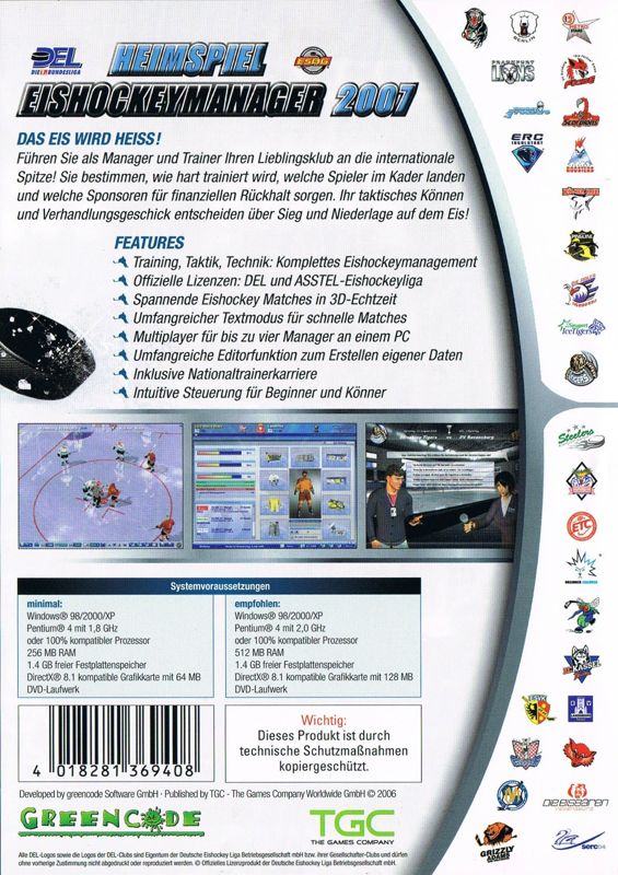 Other for Heimspiel: Eishockeymanager 2007 (Windows): Keep Case - Back