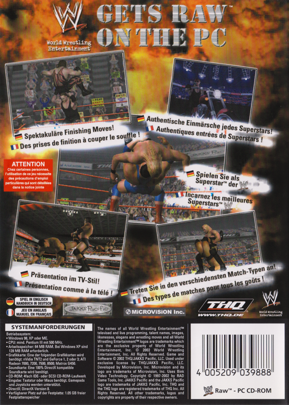Back Cover for WWF Raw (Windows)