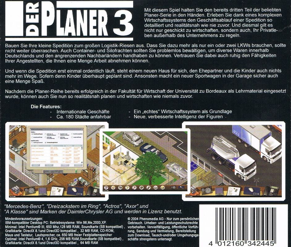 Back Cover for Der Planer 3 (Windows) (Software Pyramide release)