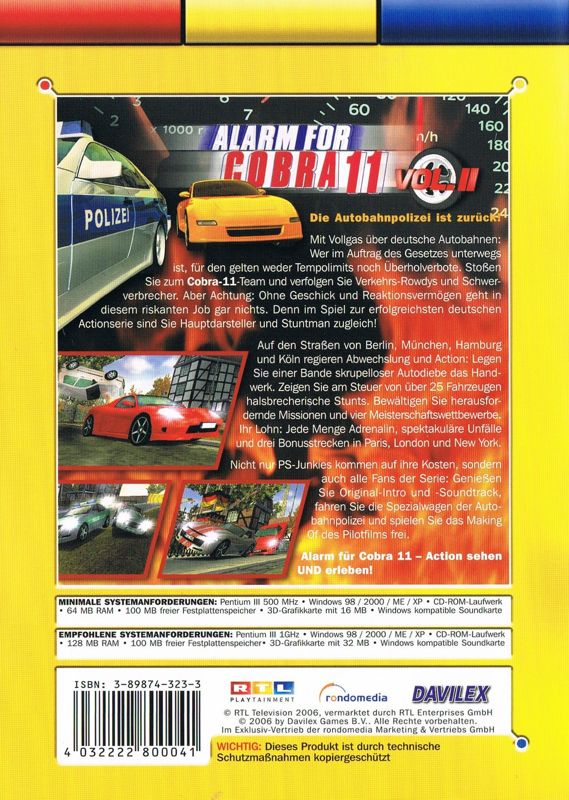 Alarm for Cobra 11: Hot Pursuit cover or packaging material - MobyGames