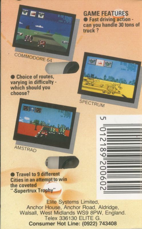 Back Cover for Super Trux (ZX Spectrum) (Budget re-release)