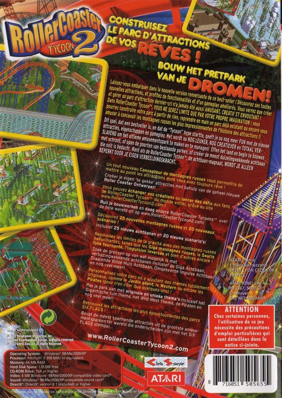Back Cover for RollerCoaster Tycoon 2 (Windows) (Best of Atari release)