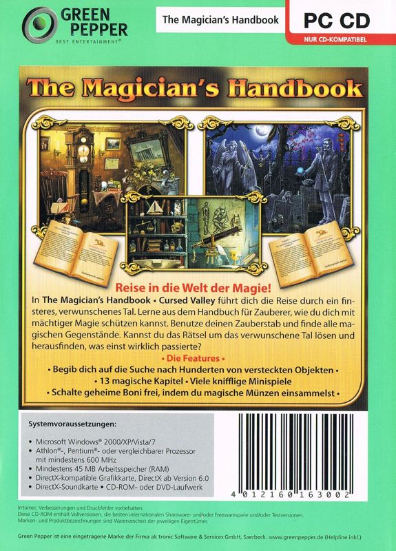 Back Cover for The Magician's Handbook: Cursed Valley (Windows) (Green Pepper release)