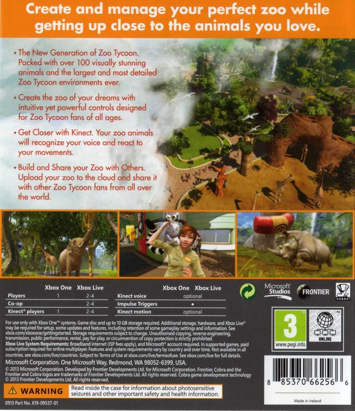 Back Cover for Zoo Tycoon (Xbox One)