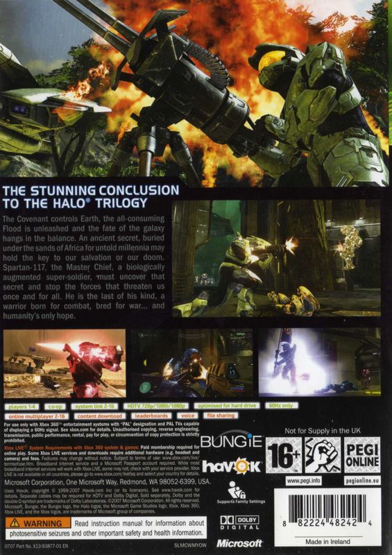 Back Cover for Halo 3 (Xbox 360)