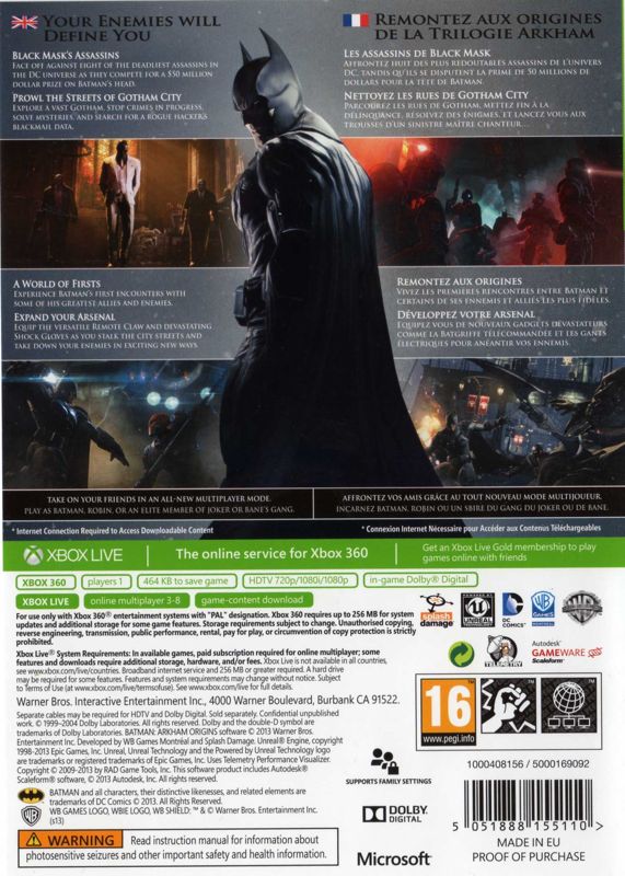 Batman: Arkham Origins cover or packaging material - MobyGames