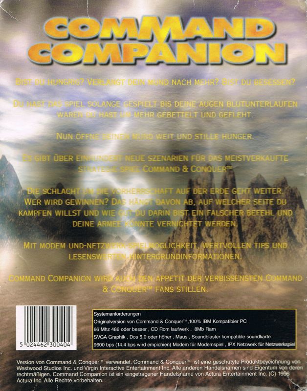 Back Cover for Command Companion: Die Herrschaft der Gewalt (DOS)