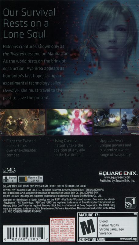 Back Cover for The 3rd Birthday (PSP)