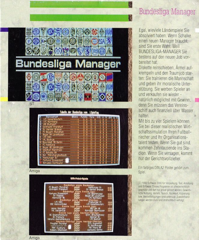 Back Cover for Bundesliga Manager (Commodore 64)