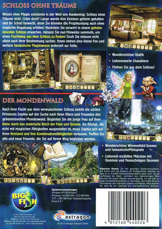 Back Cover for The Hidden Mystery Collectives: Awakening: The Dreamless Castle / Awakening: Moonfell Wood (Windows) (Software Pyramide release)