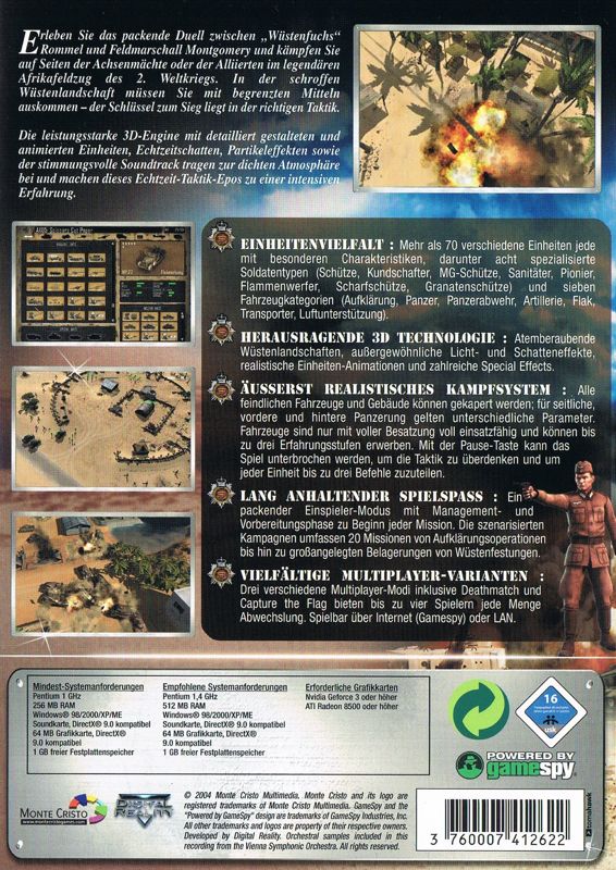 Other for Desert Rats vs. Afrika Korps (Windows) (Hall of Game release): Keep Case Back