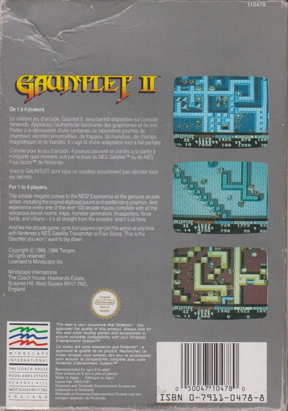 Back Cover for Gauntlet II (NES)