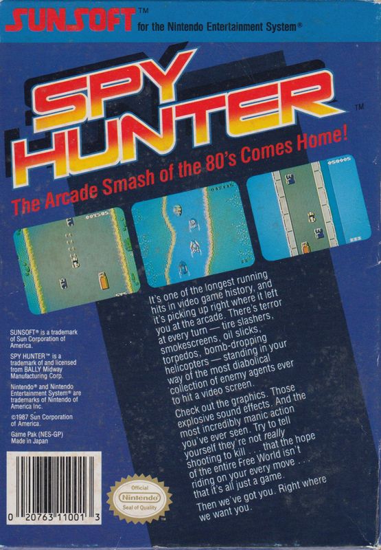 Back Cover for Spy Hunter (NES) (Re-release)