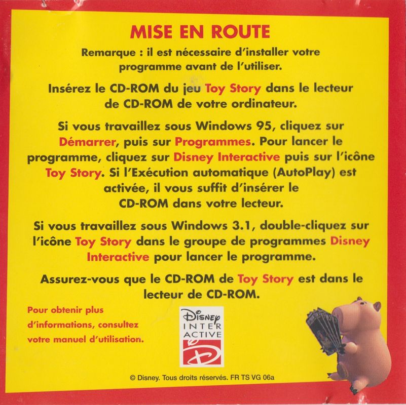 Manual for Disney's Toy Story (Windows): Back