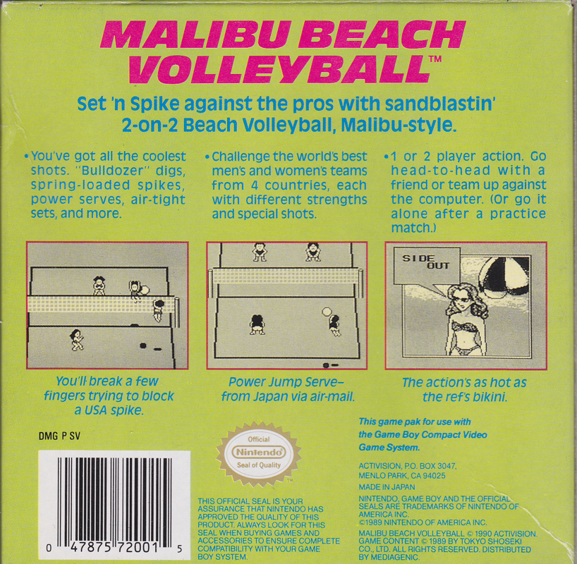 Malibu Beach Volleyball cover or packaging material MobyGames