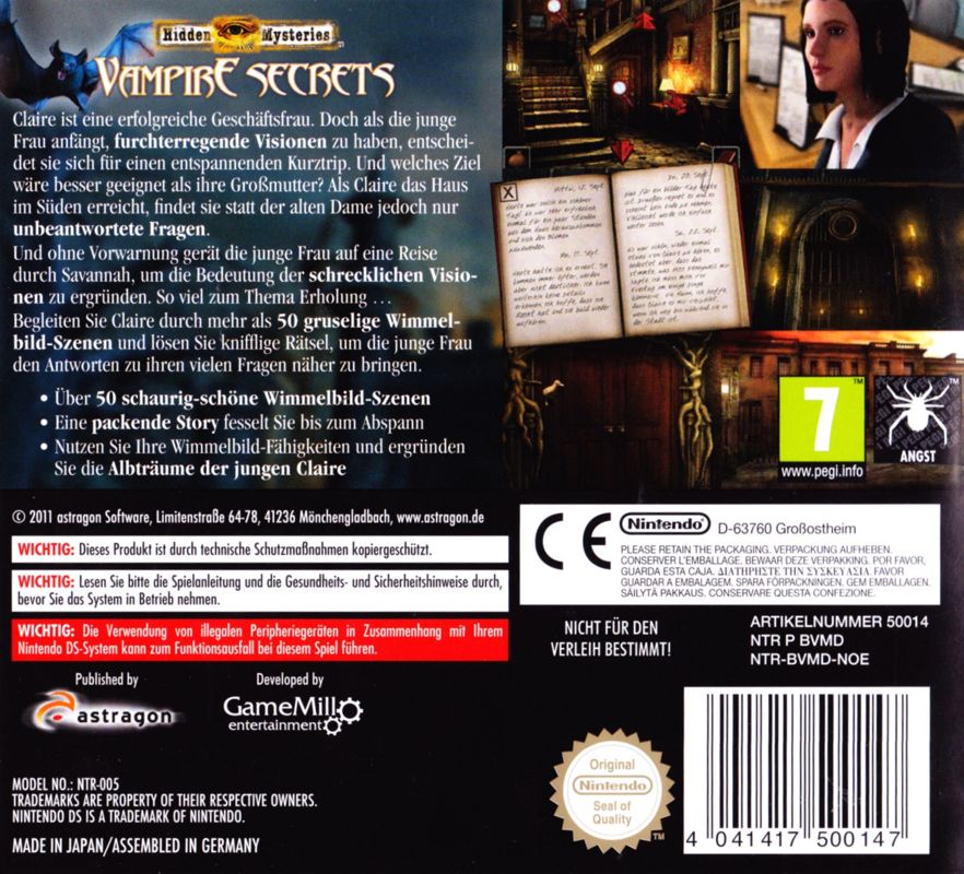 Hidden Mysteries: Vampire Secrets cover or packaging material - MobyGames