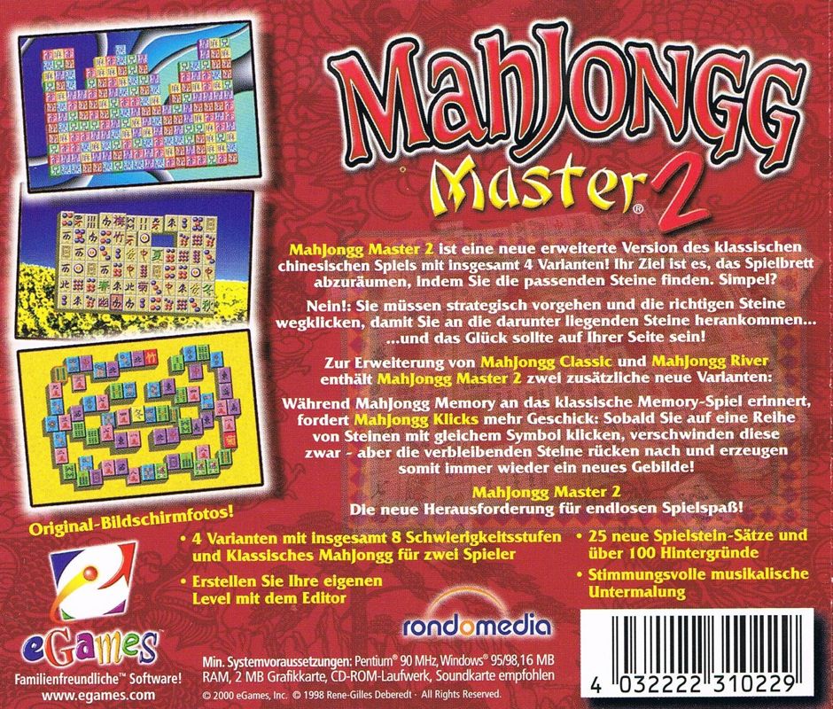 Other for MahJongg Master 2 (Windows): Jewel Case - Back
